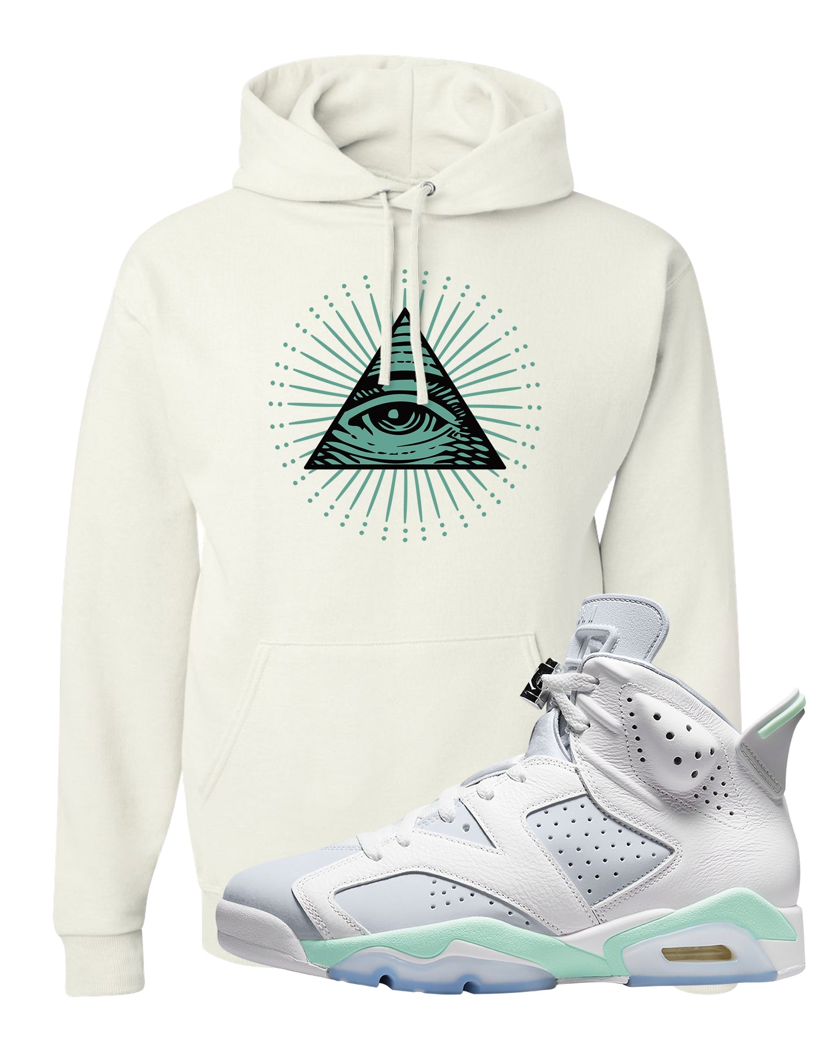 Mint Foam 6s Hoodie | All Seeing Eye, White