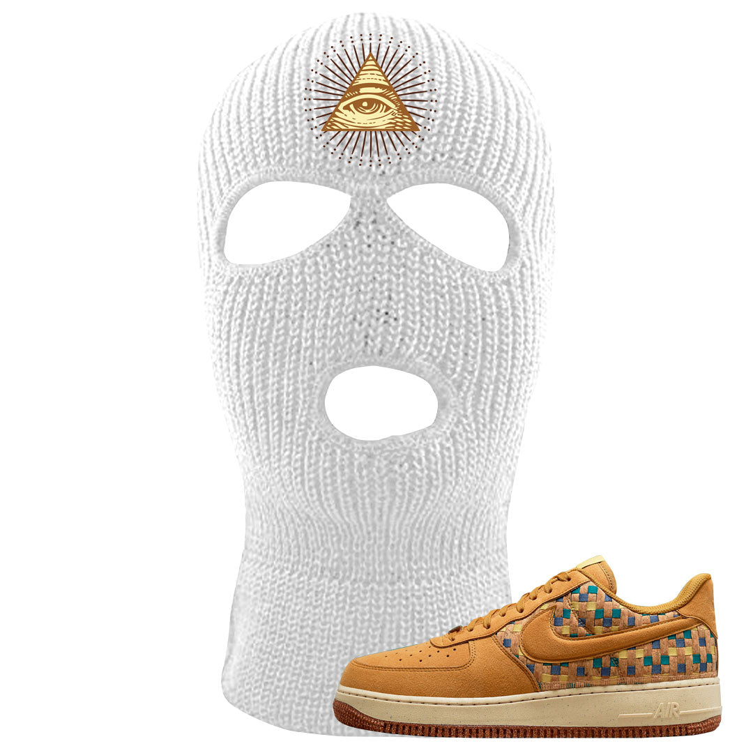 Woven Cork Low AF 1s Ski Mask | All Seeing Eye, White