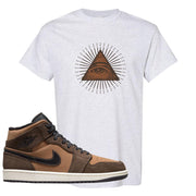 Earthy Brown Mid 1s T Shirt | All Seeing Eye, Ash