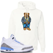 Jordan 3 UNC Sneaker White Pullover Hoodie | Hoodie to match Nike Air Jordan 3 UNC Shoes | Sweater Bear