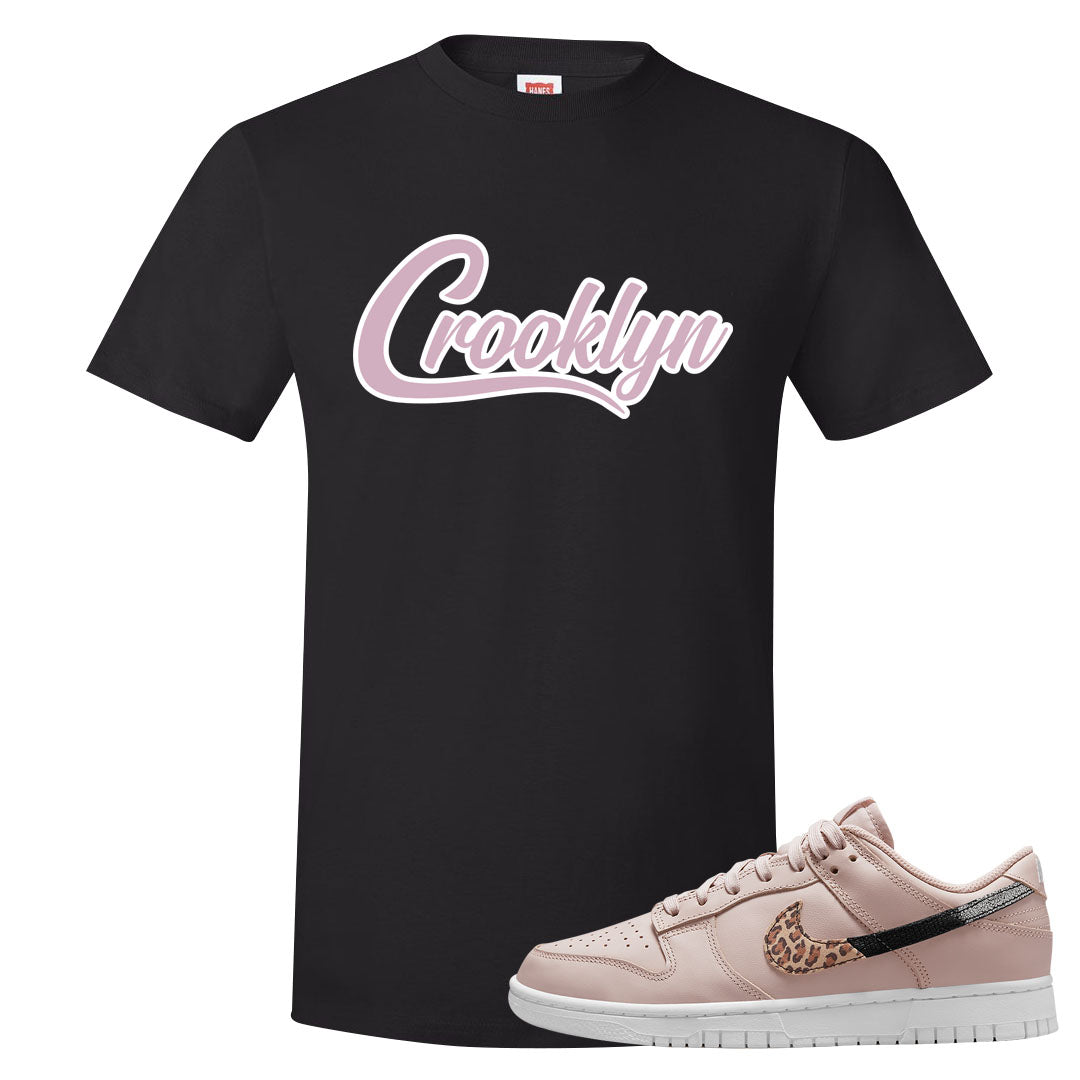 Primal Dusty Pink Leopard Low Dunks T Shirt | Crooklyn, Black