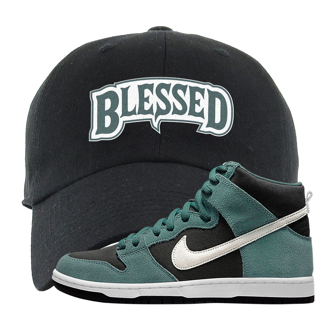Green Suede High Dunks Dad Hat | Blessed Arch, Black