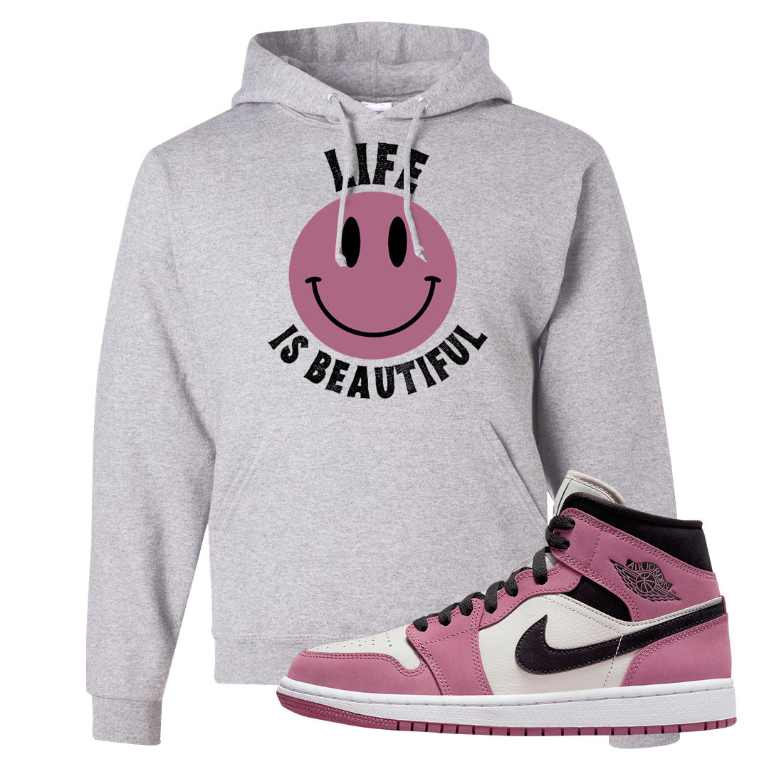 Berry Black White Mid 1s Hoodie | Smile Life Is Beautiful, Ash