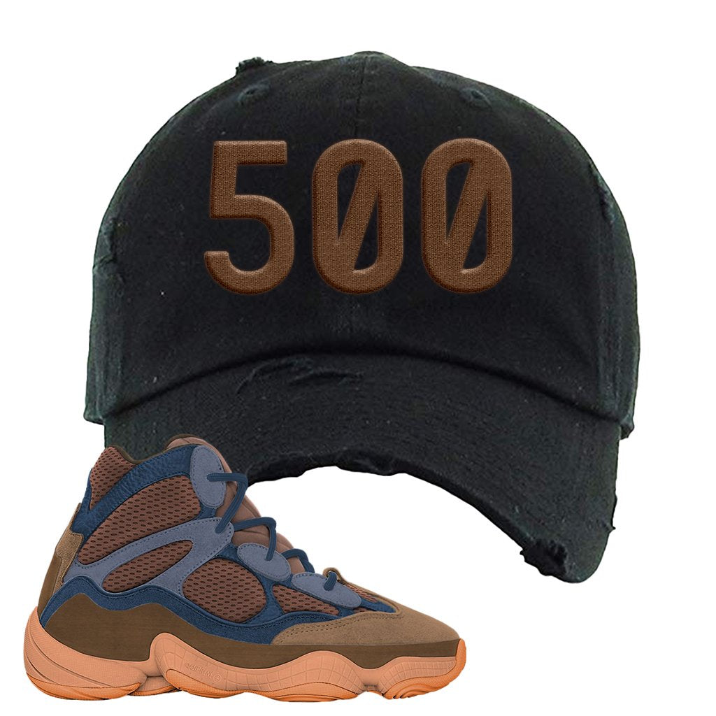 Yeezy 500 High Tactile Distressed Dad Hat | 500, Black