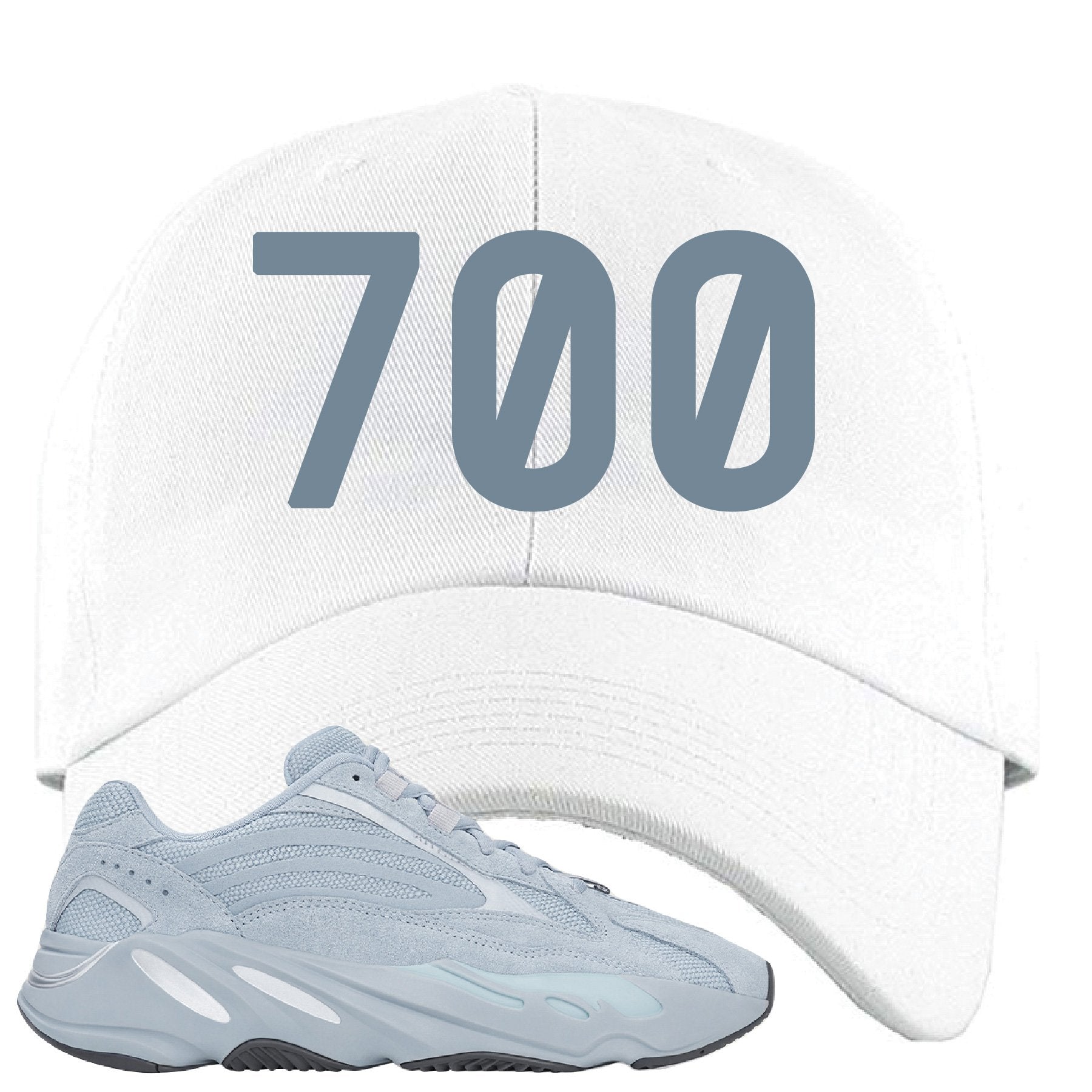 Yeezy Boost 700 V2 Hospital Blue 700 Sneaker Matching White Dad Hat
