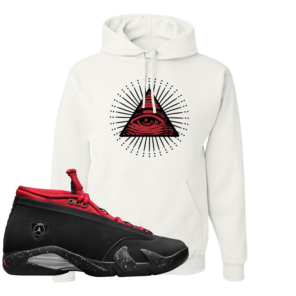 Red Lipstick Low 14s Hoodie | All Seeing Eye, White