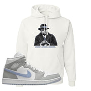 Wolf Grey Mid 1s Hoodie | Capone Illustration, White