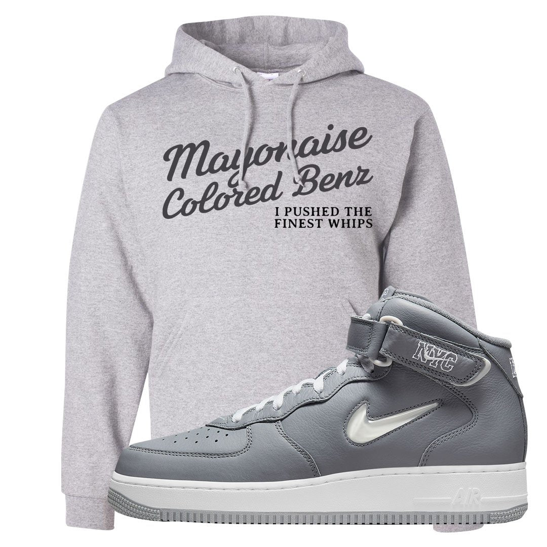Cool Grey NYC Mid AF1s Hoodie | Mayonaise Colored Benz, Ash