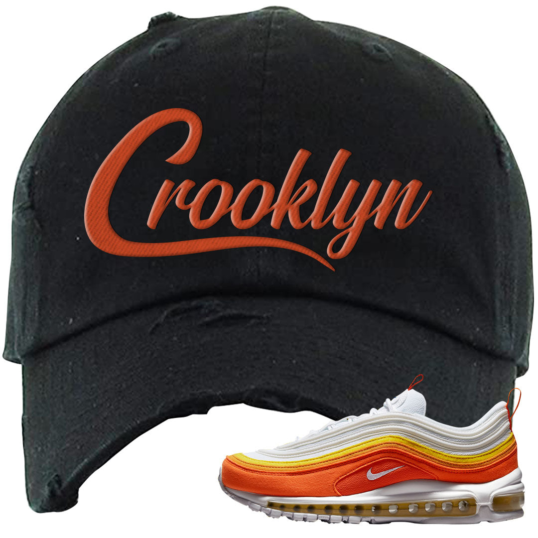 Club Orange Yellow 97s Distressed Dad Hat | Crooklyn, Black