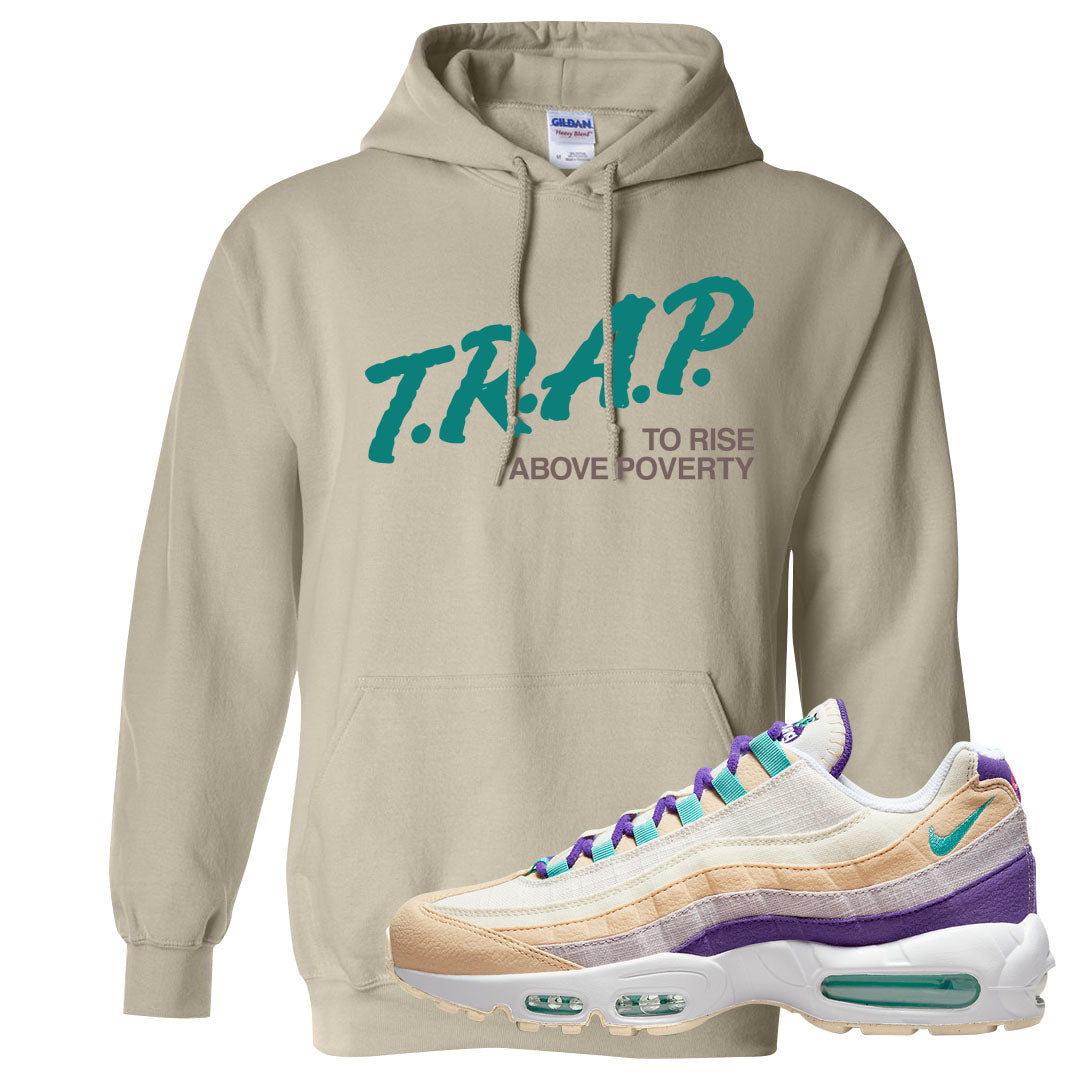 Sprung Natural Purple 95s Hoodie | Trap To Rise Above Poverty, Sand