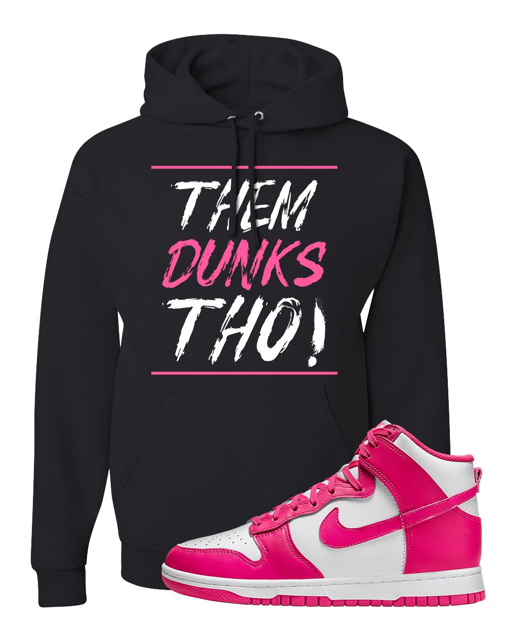 Pink Prime High Dunks Hoodie | Them Dunks Tho, Black