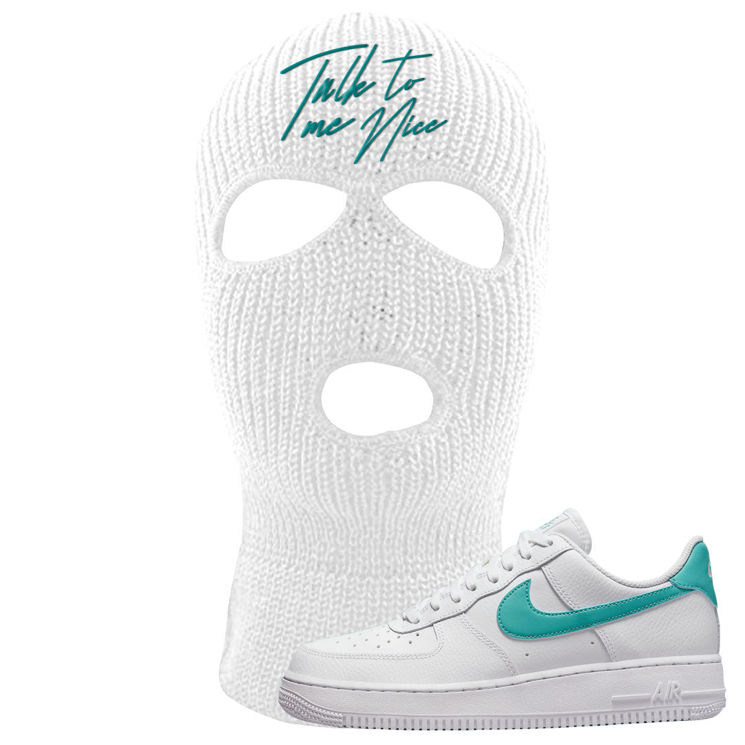 Washed Teal Low 1s Ski Mask | Talk To Me Nice, White