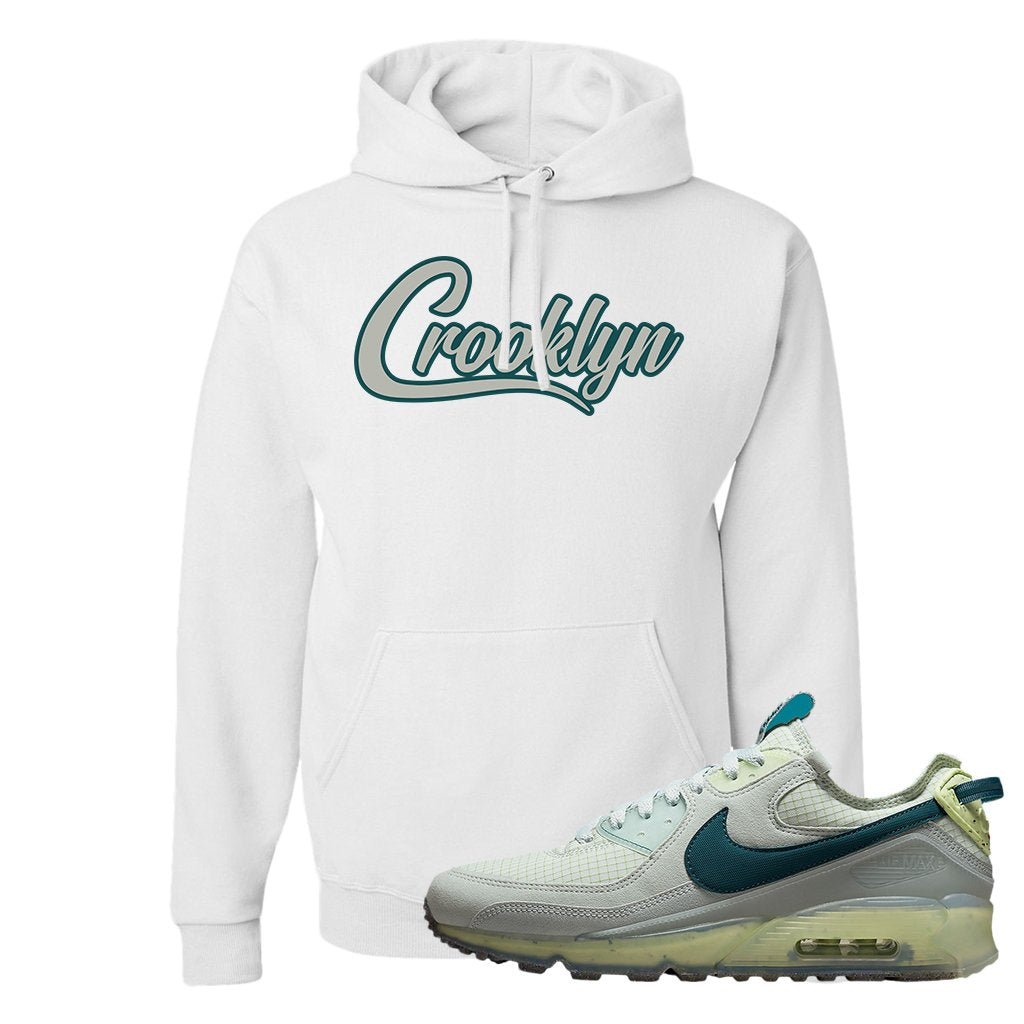 Seafoam Dark Teal Green 90s Hoodie | Crooklyn, White