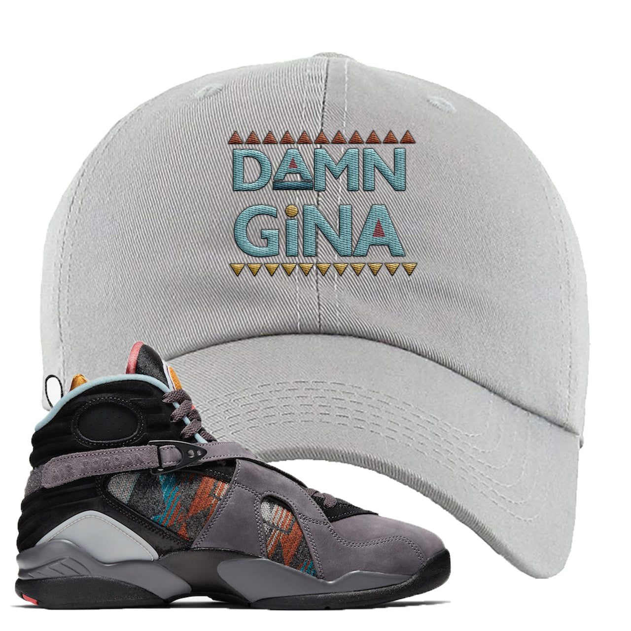Jordan 8 N7 Pendleton Damn Gina Light Gray Sneaker Hook Up Dad Hat