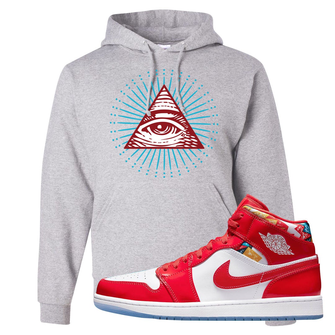 Barcelona Sweater Mid 1s Hoodie | All Seeing Eye, Ash