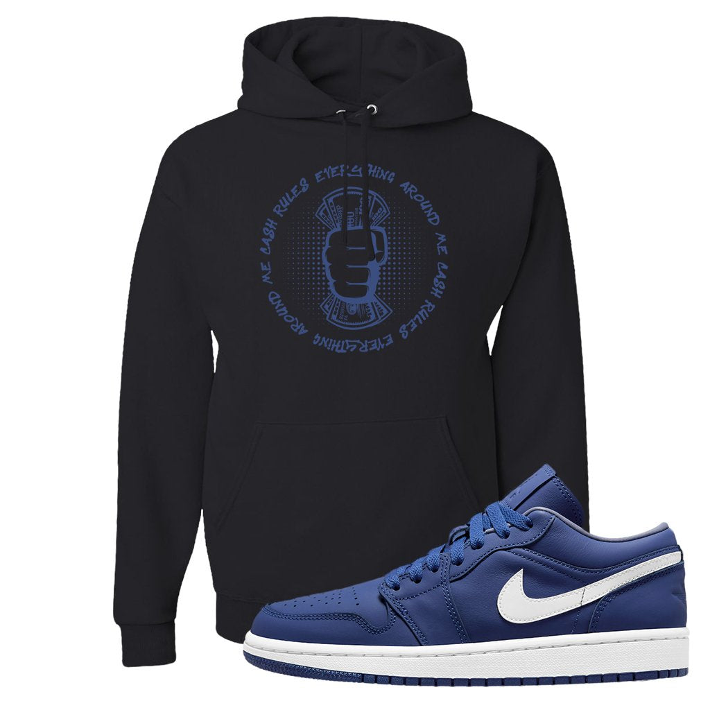 WMNS Dusty Blue Low 1s Hoodie | Cash Rules Everything Around Me, Black