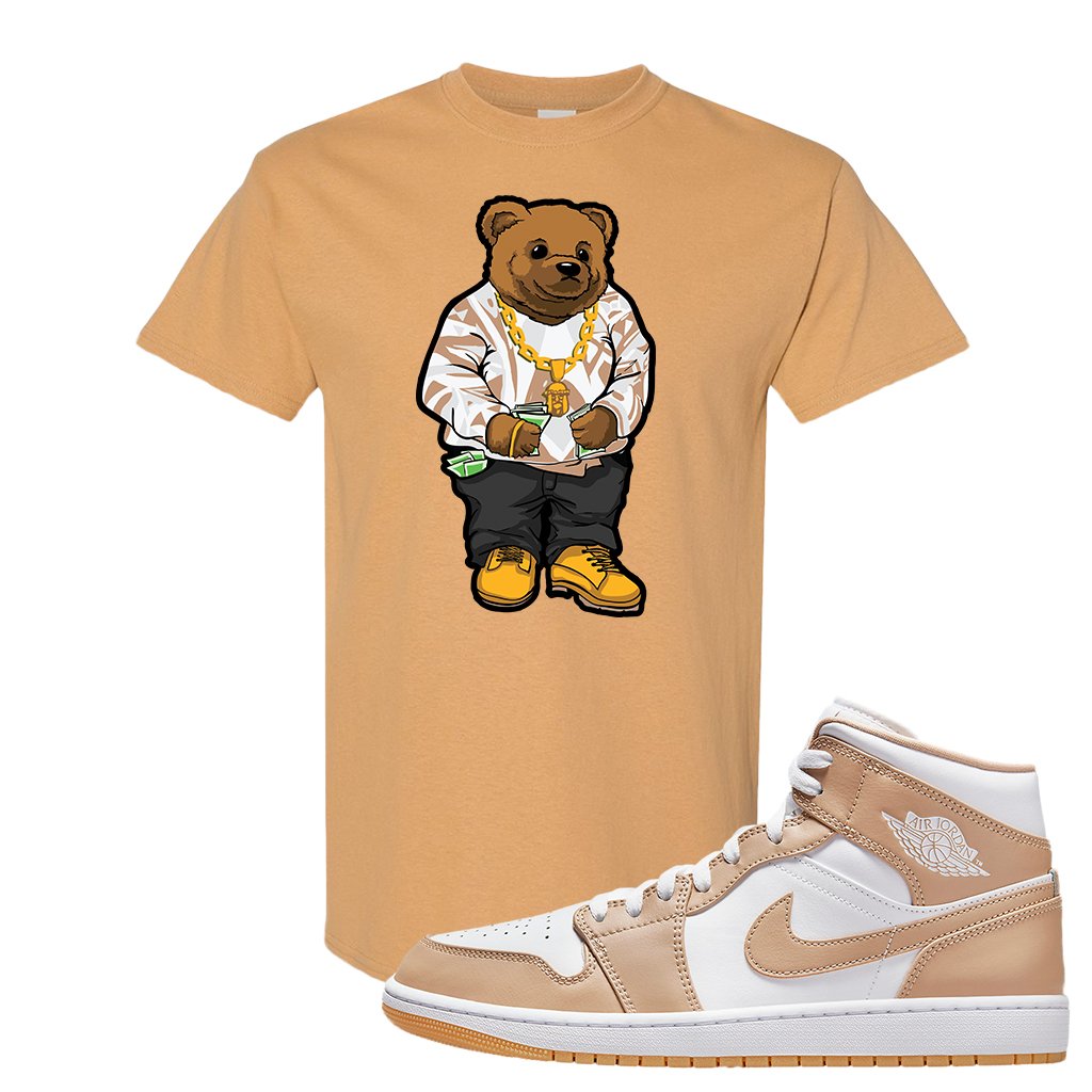 Air Jordan 1 Mid Tan Leather T Shirt | Sweater Bear, Old Gold