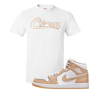 Air Jordan 1 Mid Tan Leather T Shirt | Chiraq, White