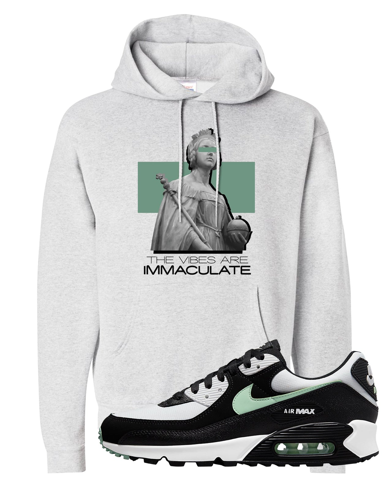 Black Mint 90s Hoodie | The Vibes Are Immaculate, Ash