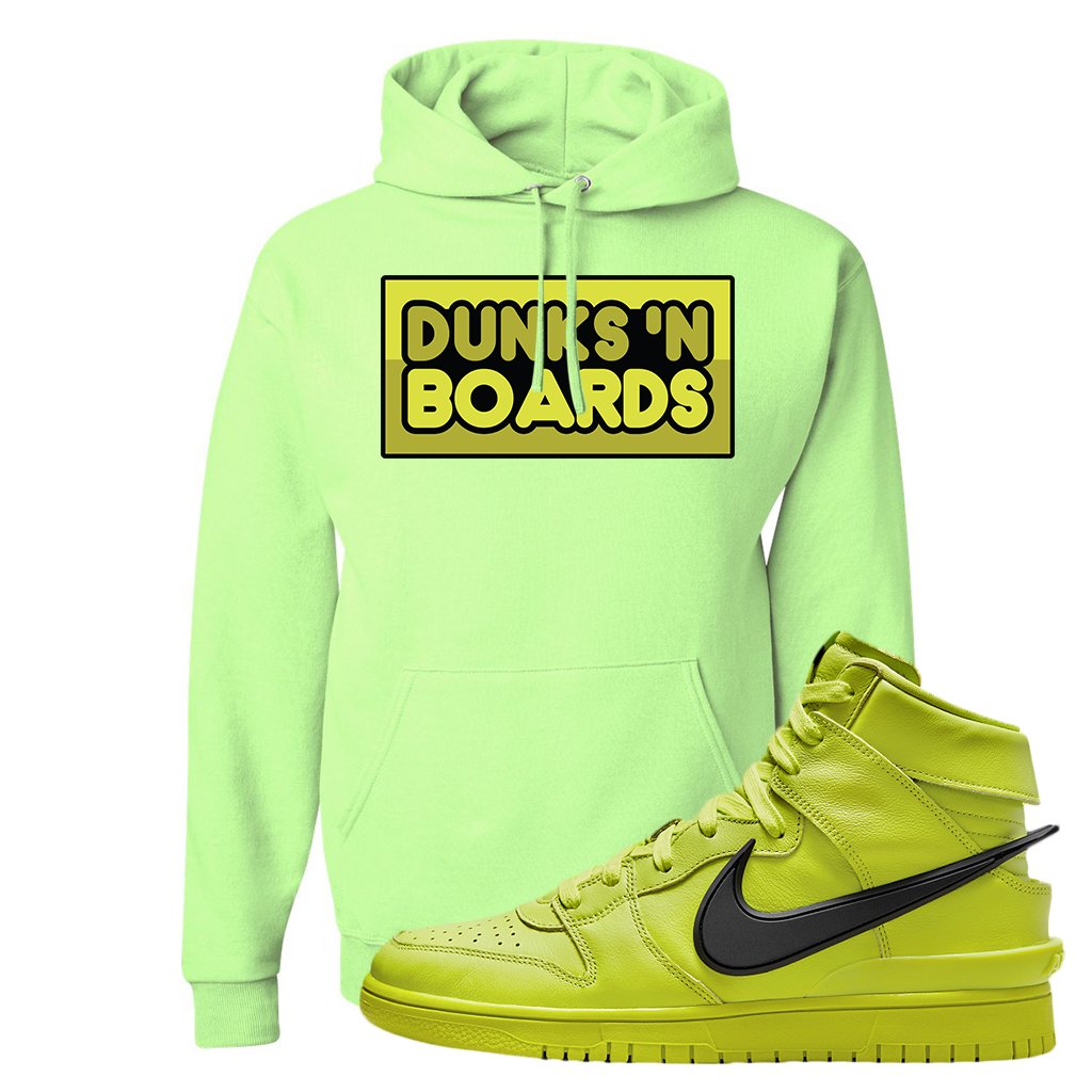 Atomic Green High Dunks Hoodie | Dunks N Boards, Safety Green
