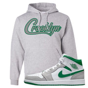 Light Smoke Pine Green Mid 1s Hoodie | Crooklyn, Ash