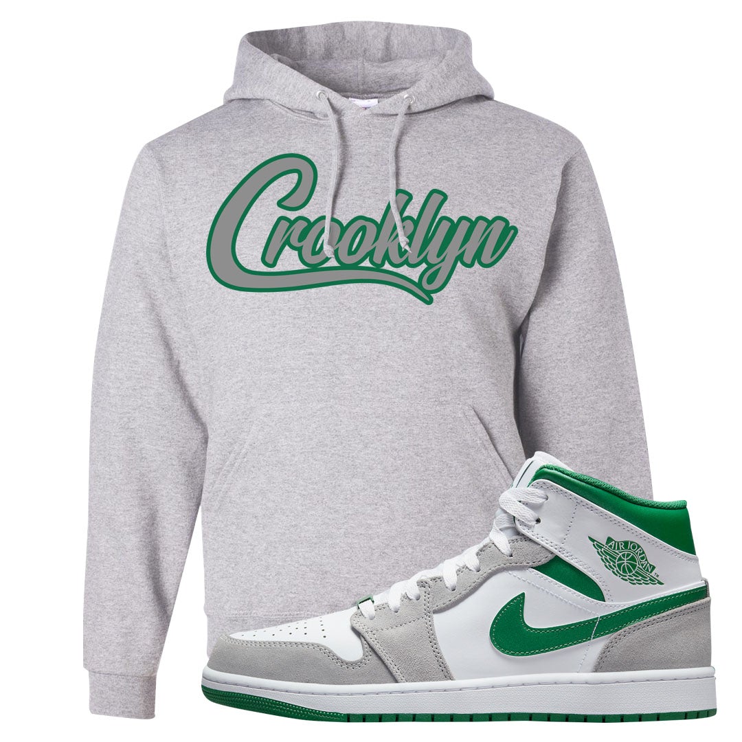 Light Smoke Pine Green Mid 1s Hoodie | Crooklyn, Ash