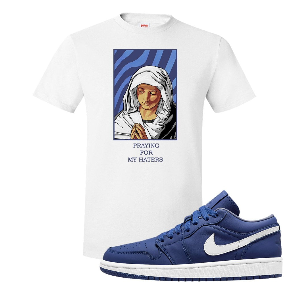 WMNS Dusty Blue Low 1s T Shirt | God Told Me, White