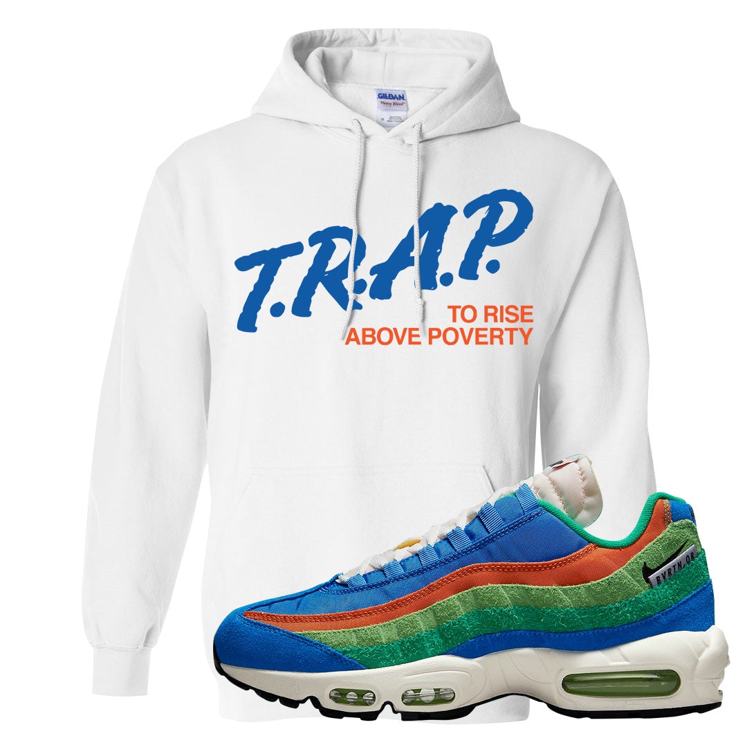 Light Blue Green AMRC 95s Hoodie | Trap To Rise Above Poverty, White