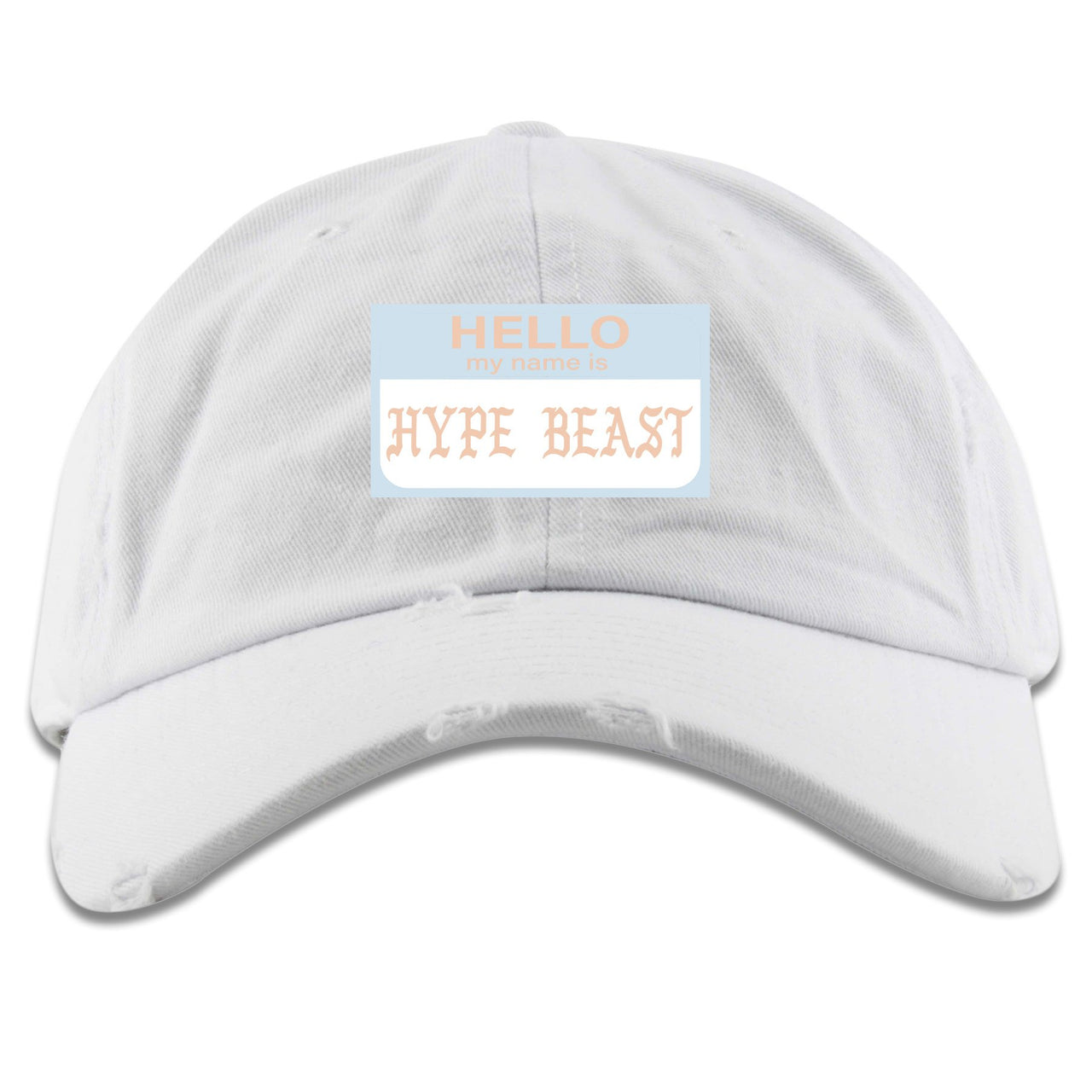 Hyperspace 350s Distressed Dad Hat | Hello My Name Is Hype Beast Pablo, White