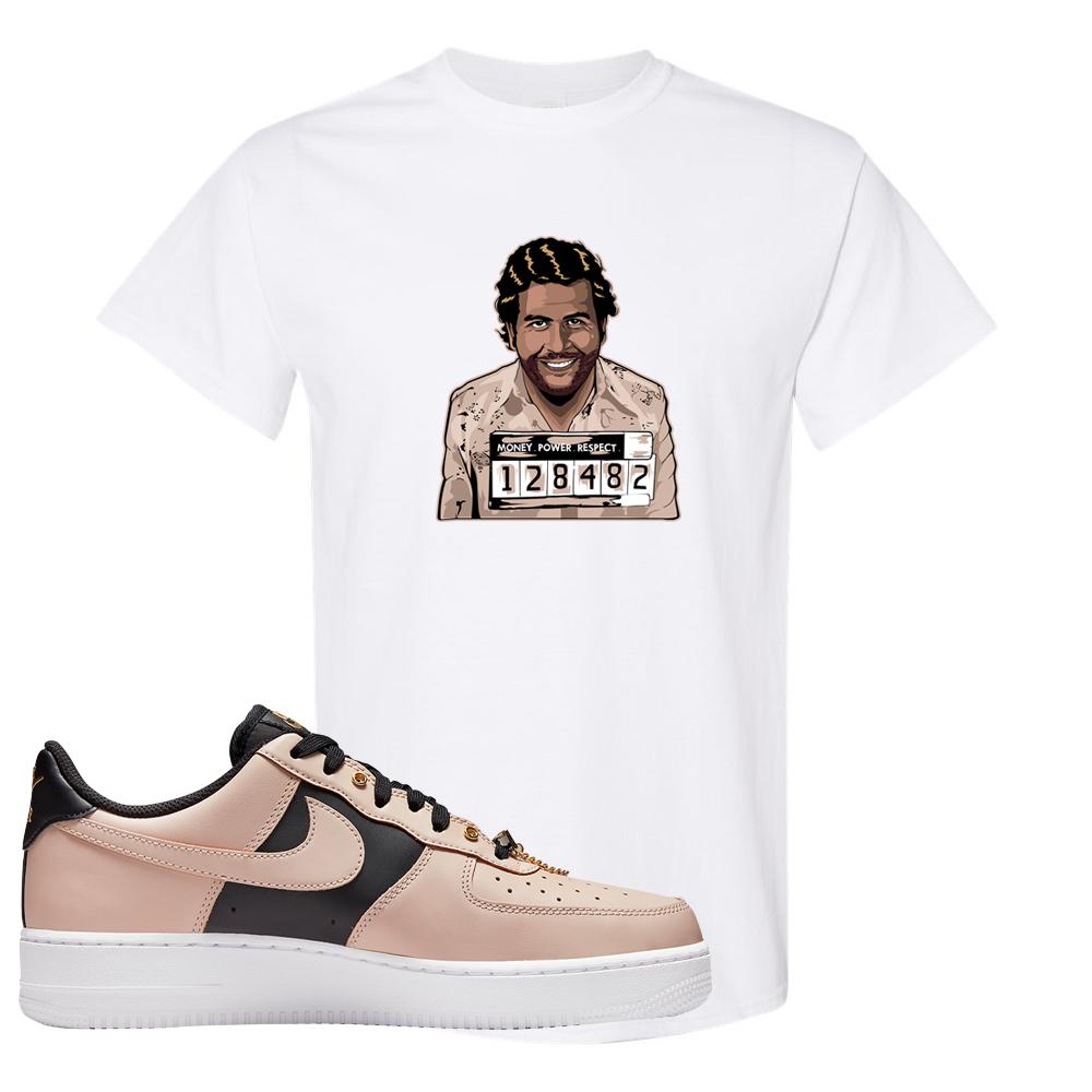 Air Force 1 Low Bling Tan Leather T Shirt | Escobar Illustration, White