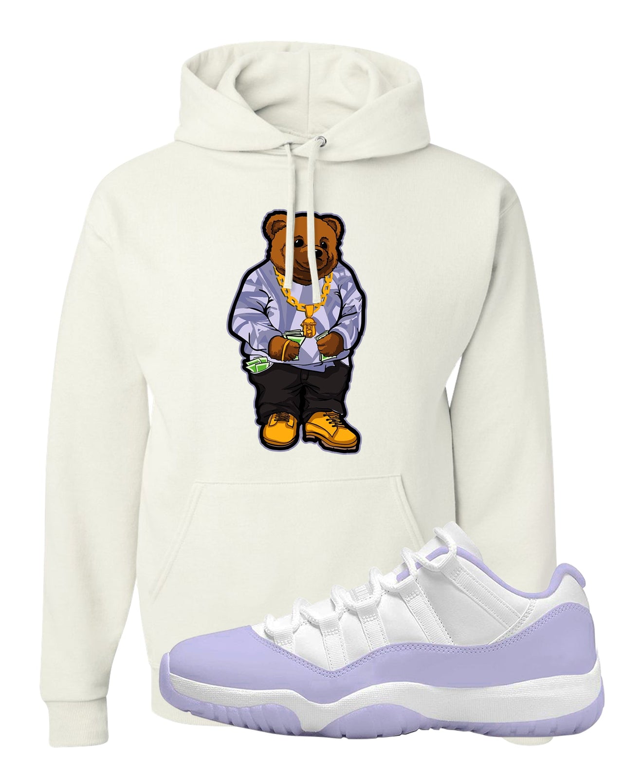 Pure Violet Low 11s Hoodie | Sweater Bear, White