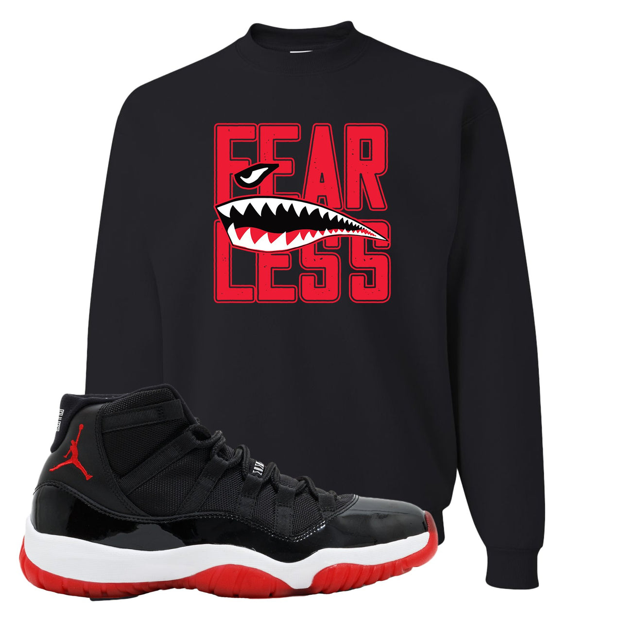 Jordan 11 Bred Fearless Black Sneaker Hook Up Crewneck Sweatshirt