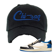 Sail Black Military Blue Shy Pink Low 1s Distressed Dad Hat | Chiraq, Black