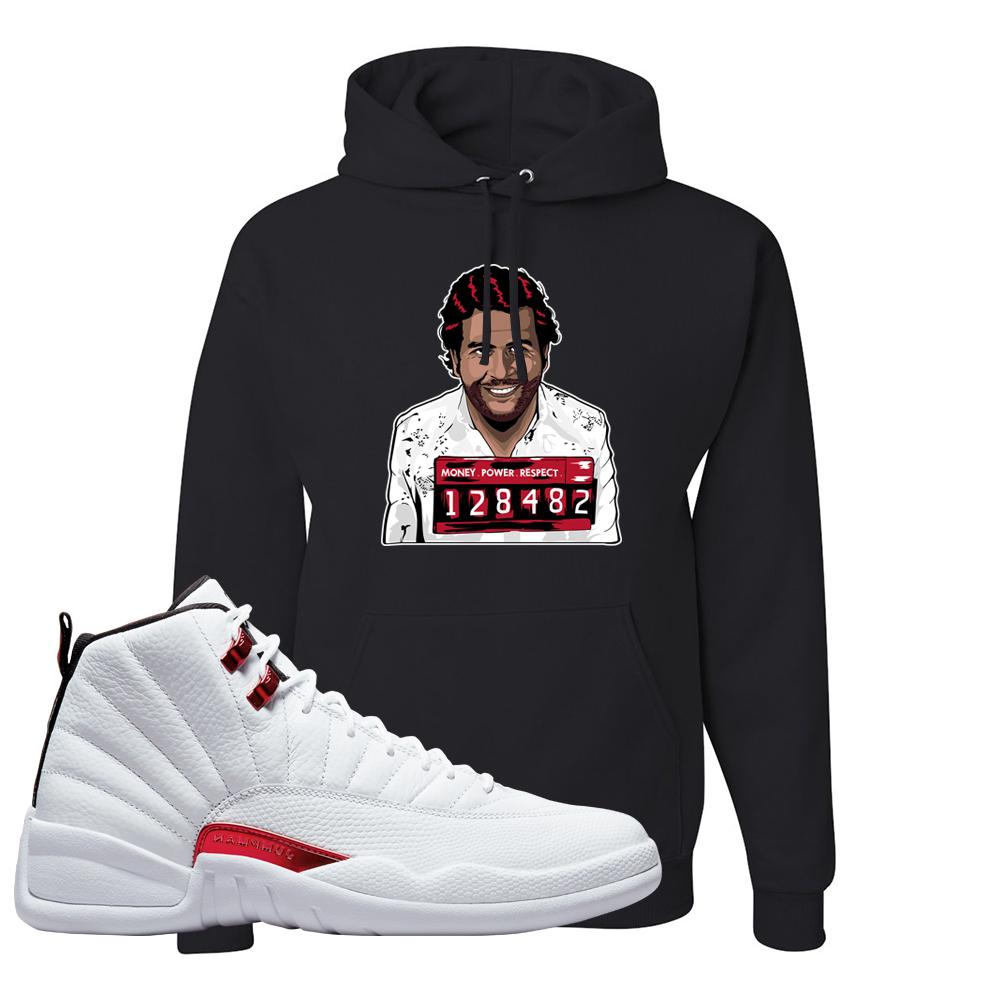 Twist White Red 12s Hoodie | Escobar Illustration, Black