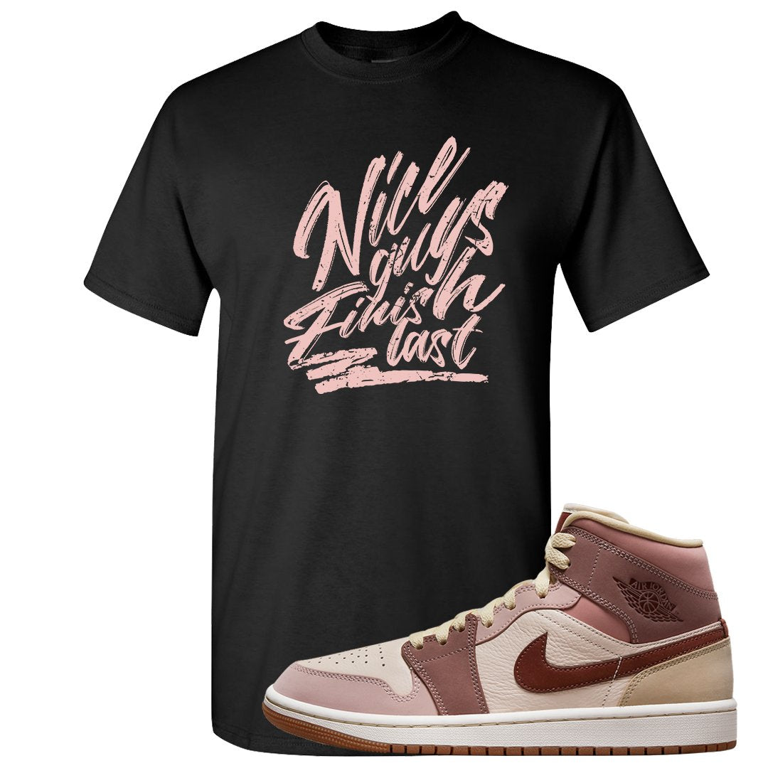 Pink Sand Mauve Mid 1s T Shirt | Nice Guys Finish Last, Black