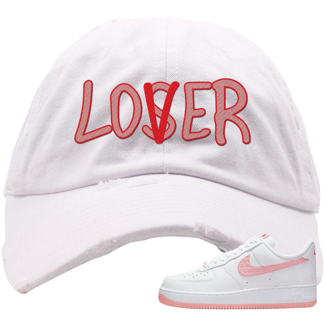 Valentine's Day 2022 AF1s Distressed Dad Hat | Lover, White