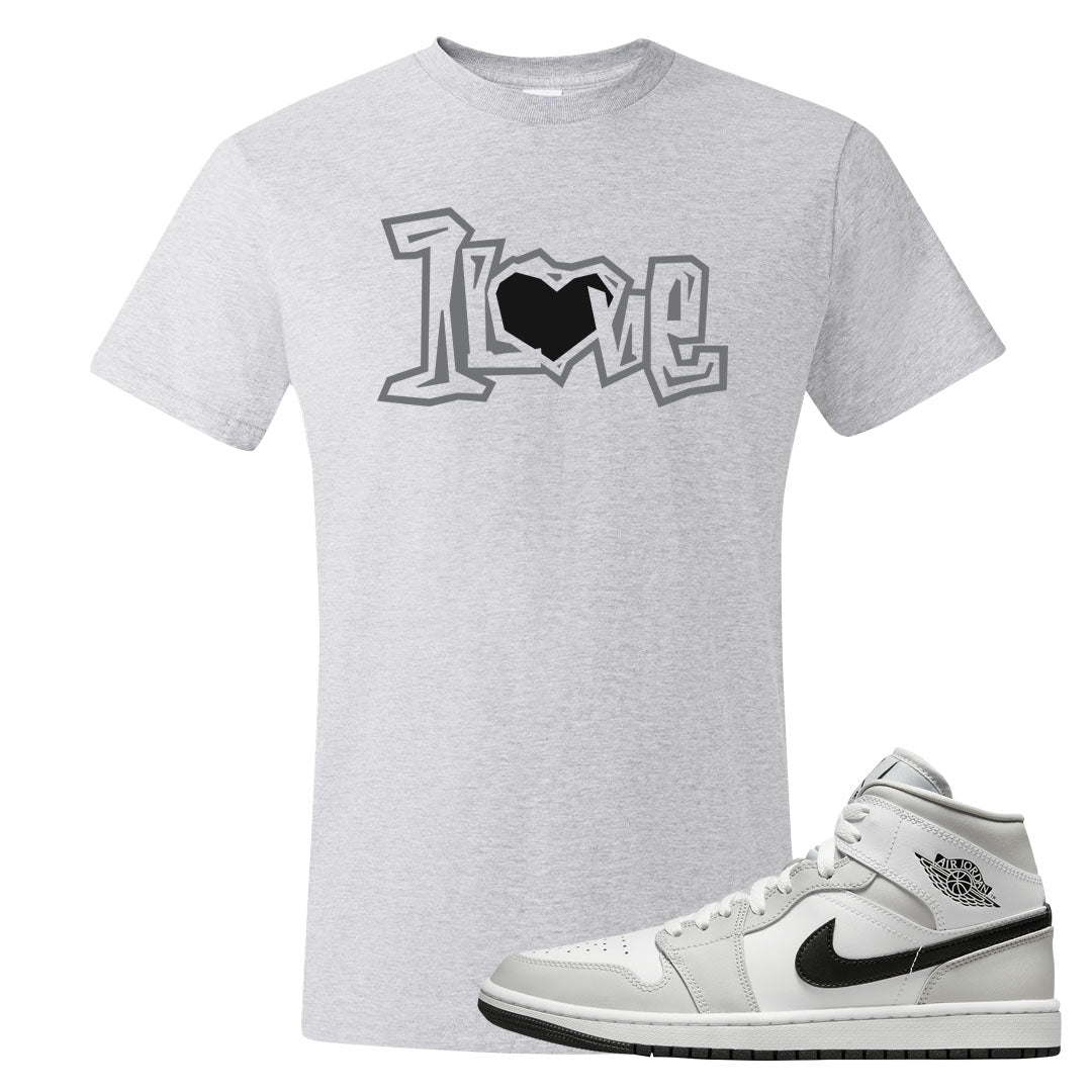 Light Smoke Grey Mid 1s T Shirt | 1 Love, Ash