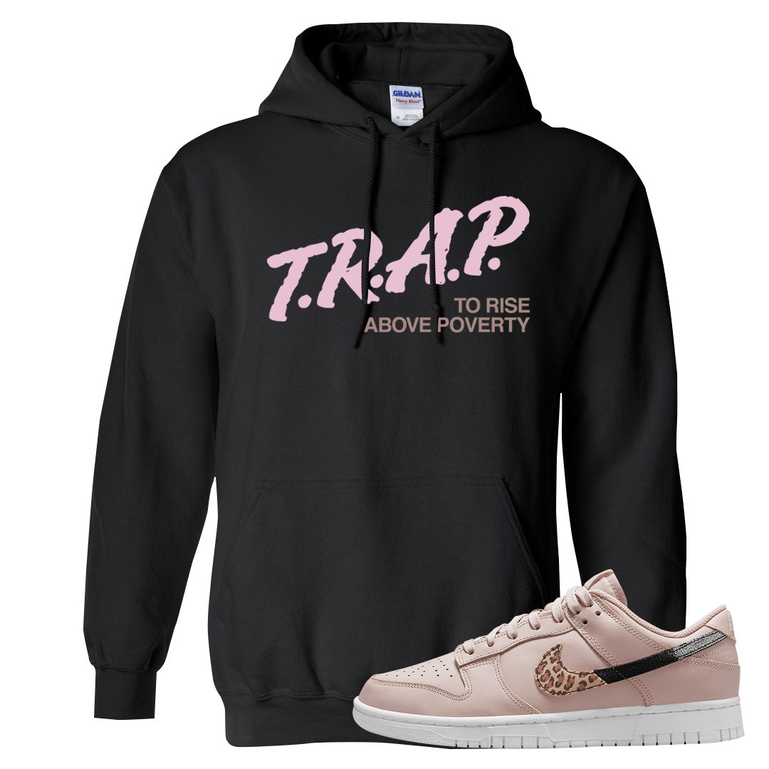 Primal Dusty Pink Leopard Low Dunks Hoodie | Trap To Rise Above Poverty, Black