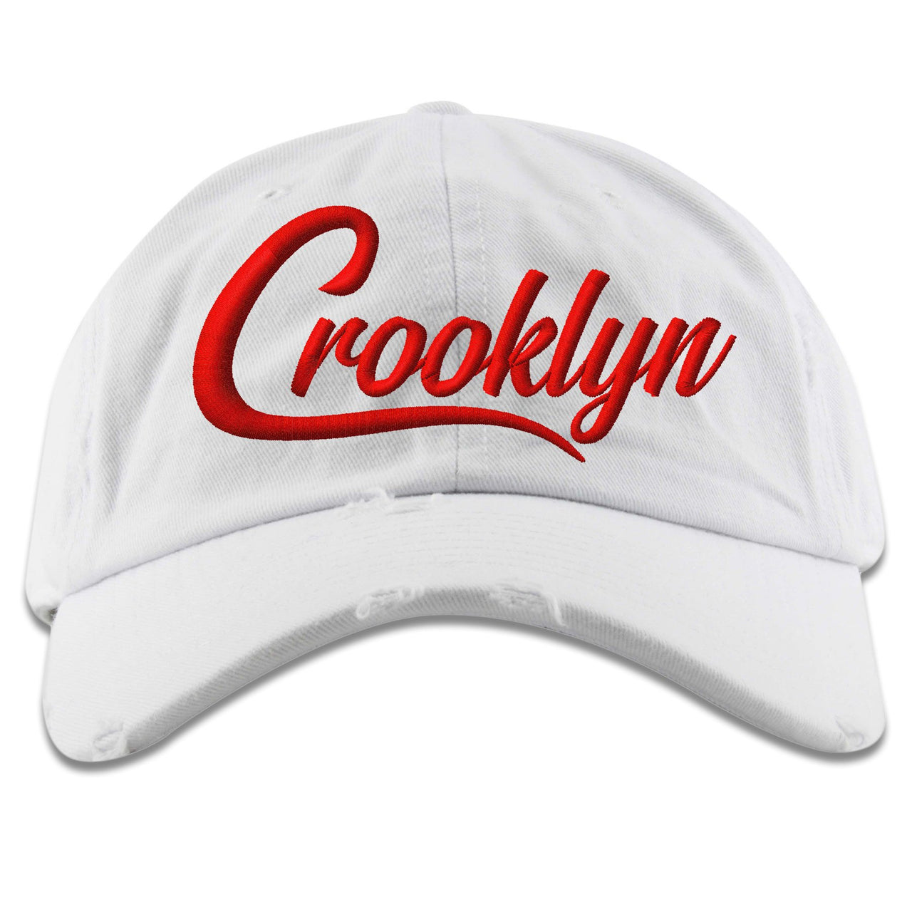 White University Red Pluses Distressed Dad Hat | Crooklyn, White