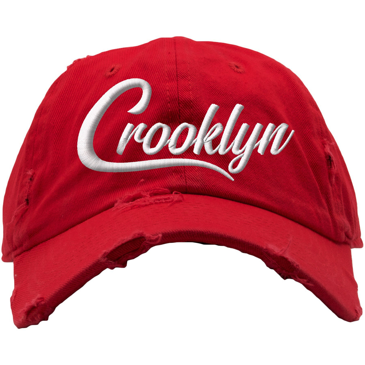 White University Red Pluses Distressed Dad Hat | Crooklyn, Red