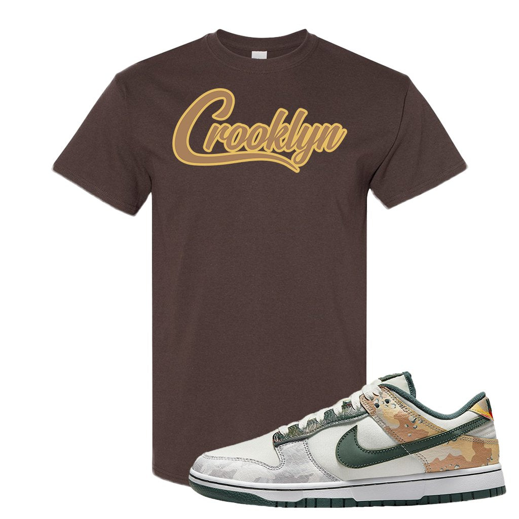 Camo Low Dunks T Shirt | Crooklyn, Chocolate