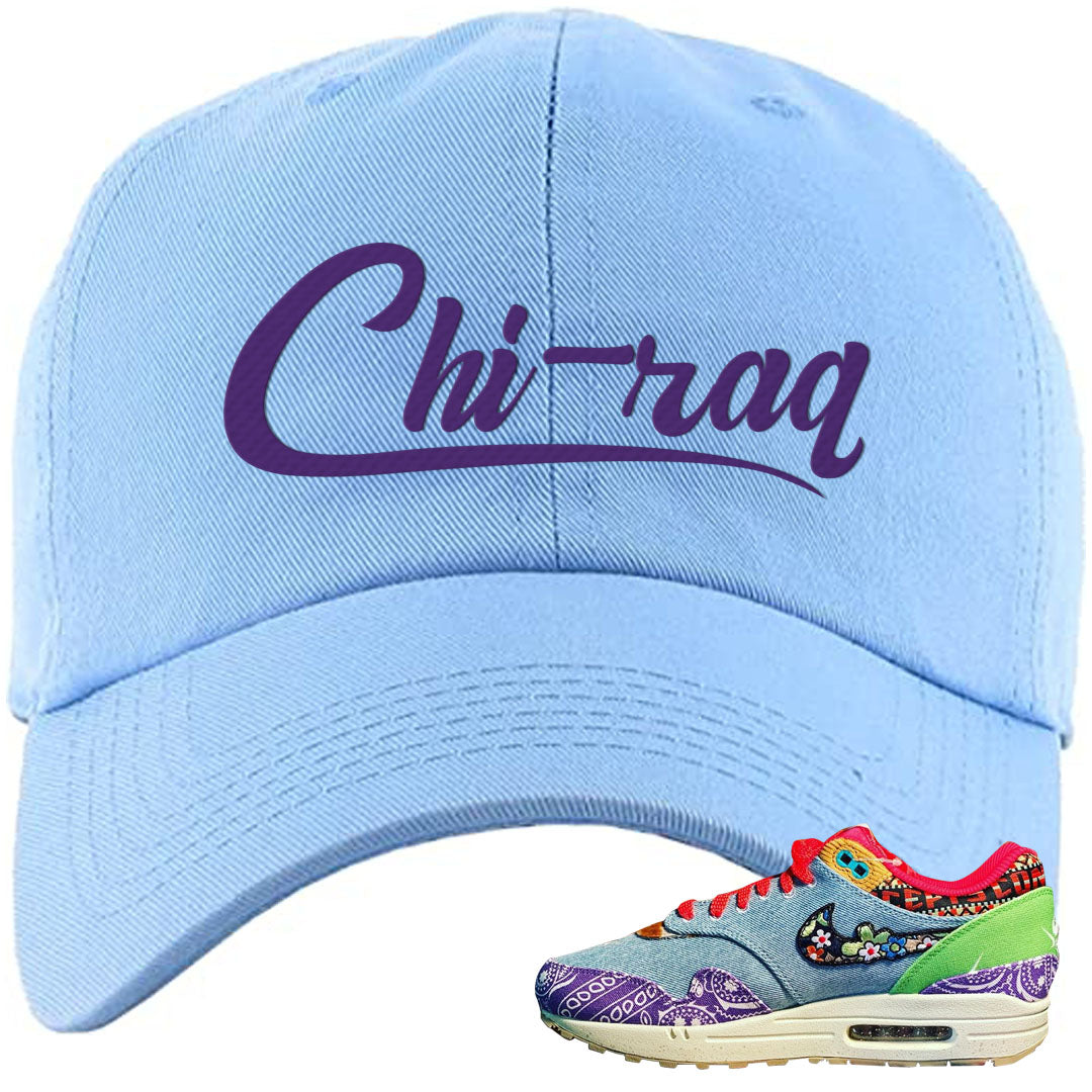Bandana Paisley Max 1s Dad Hat | Chiraq, Light Blue