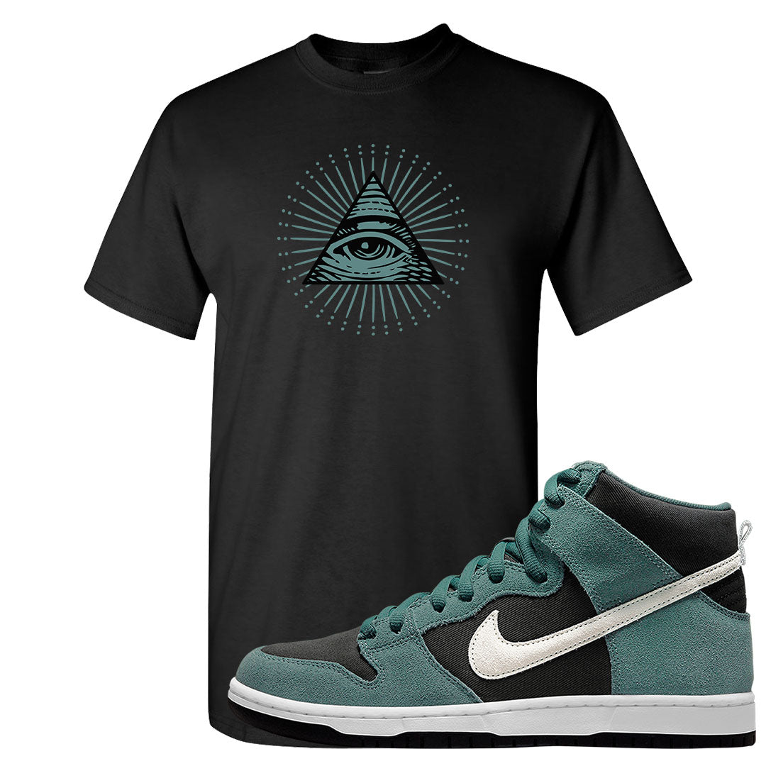 Green Suede High Dunks T Shirt | All Seeing Eye, Black