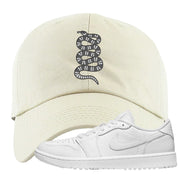 Triple White Golf Low 1s Dad Hat | Coiled Snake, White