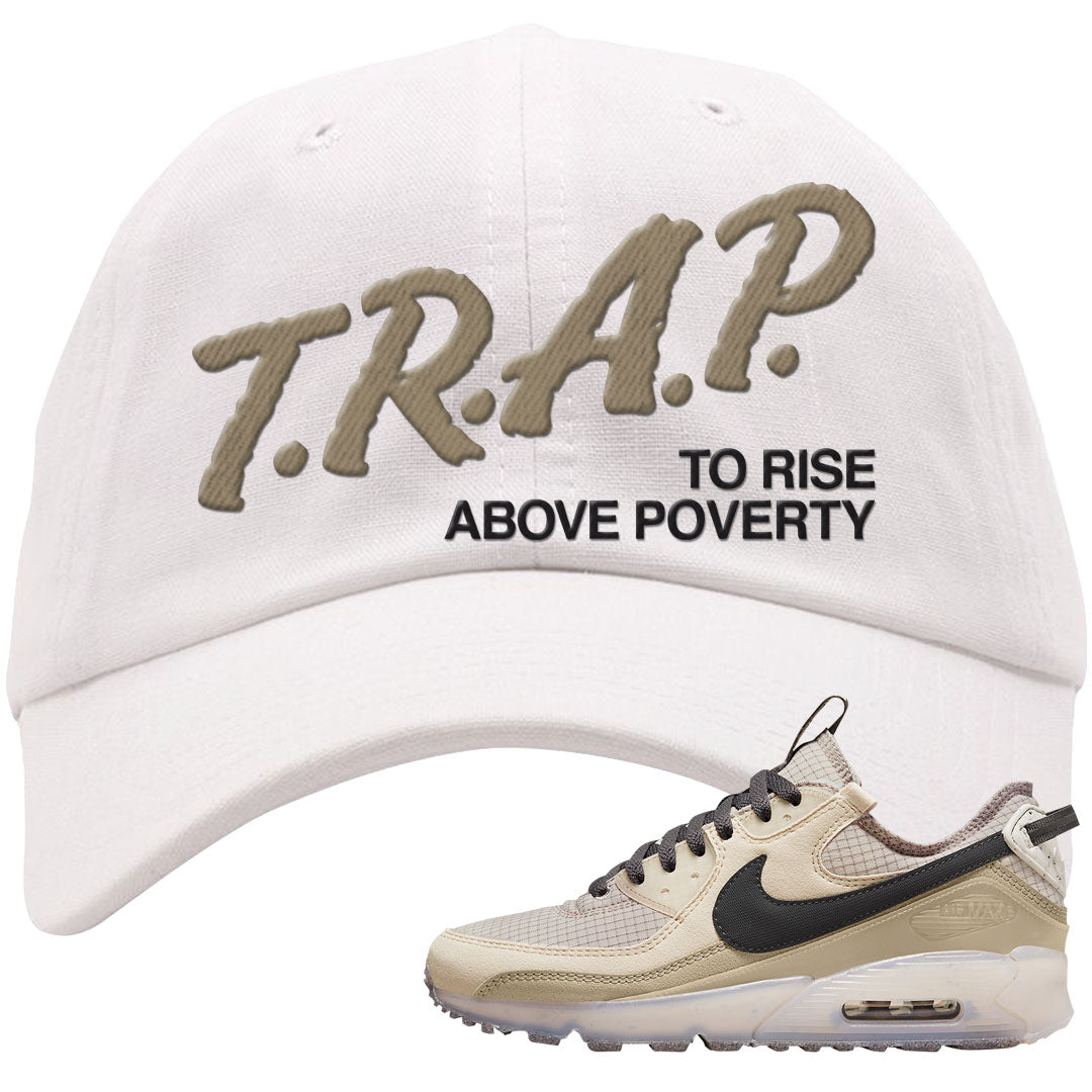 Terrascape Rattan 90s Dad Hat | Trap To Rise Above Poverty, White