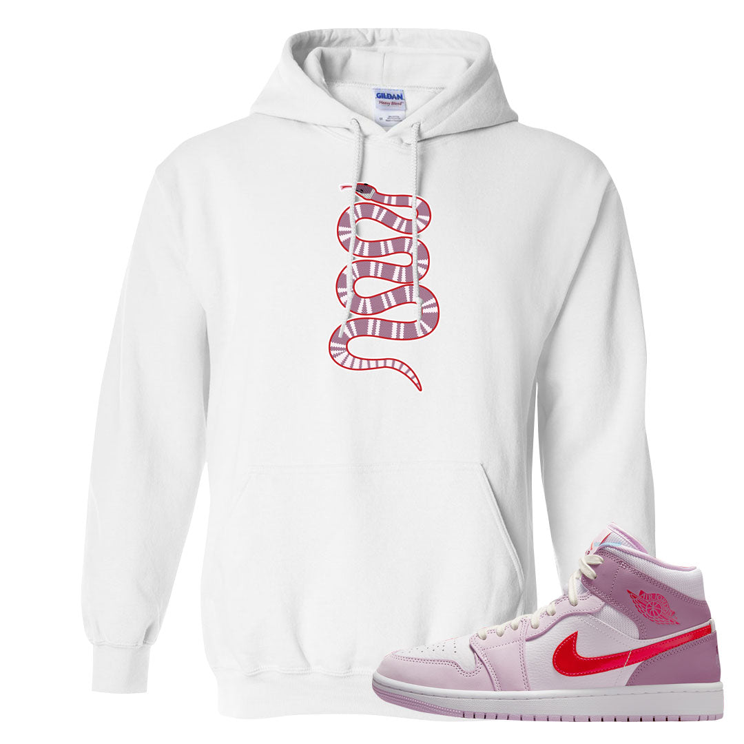 Valentine's Day Mid 1s Hoodie | Coiled Snake, White