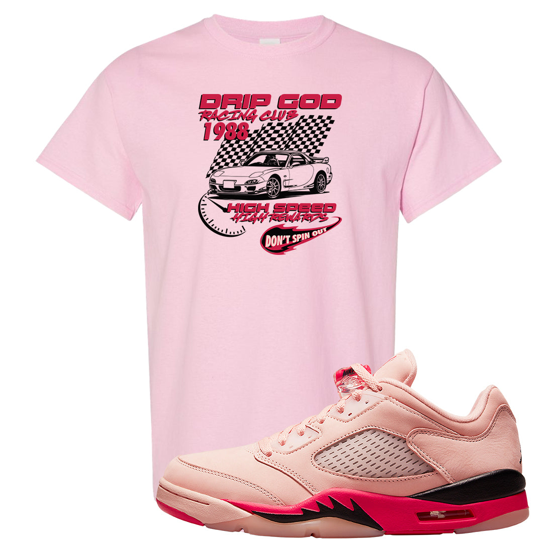 Arctic Pink Low 5s T Shirt | Drip God Racing Club, Light Pink