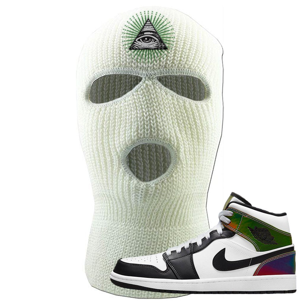 Color Change Mid 1s Ski Mask | All Seeing Eye, White