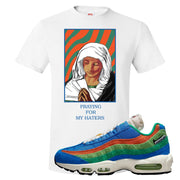 Light Blue Green AMRC 95s T Shirt | God Told Me, White