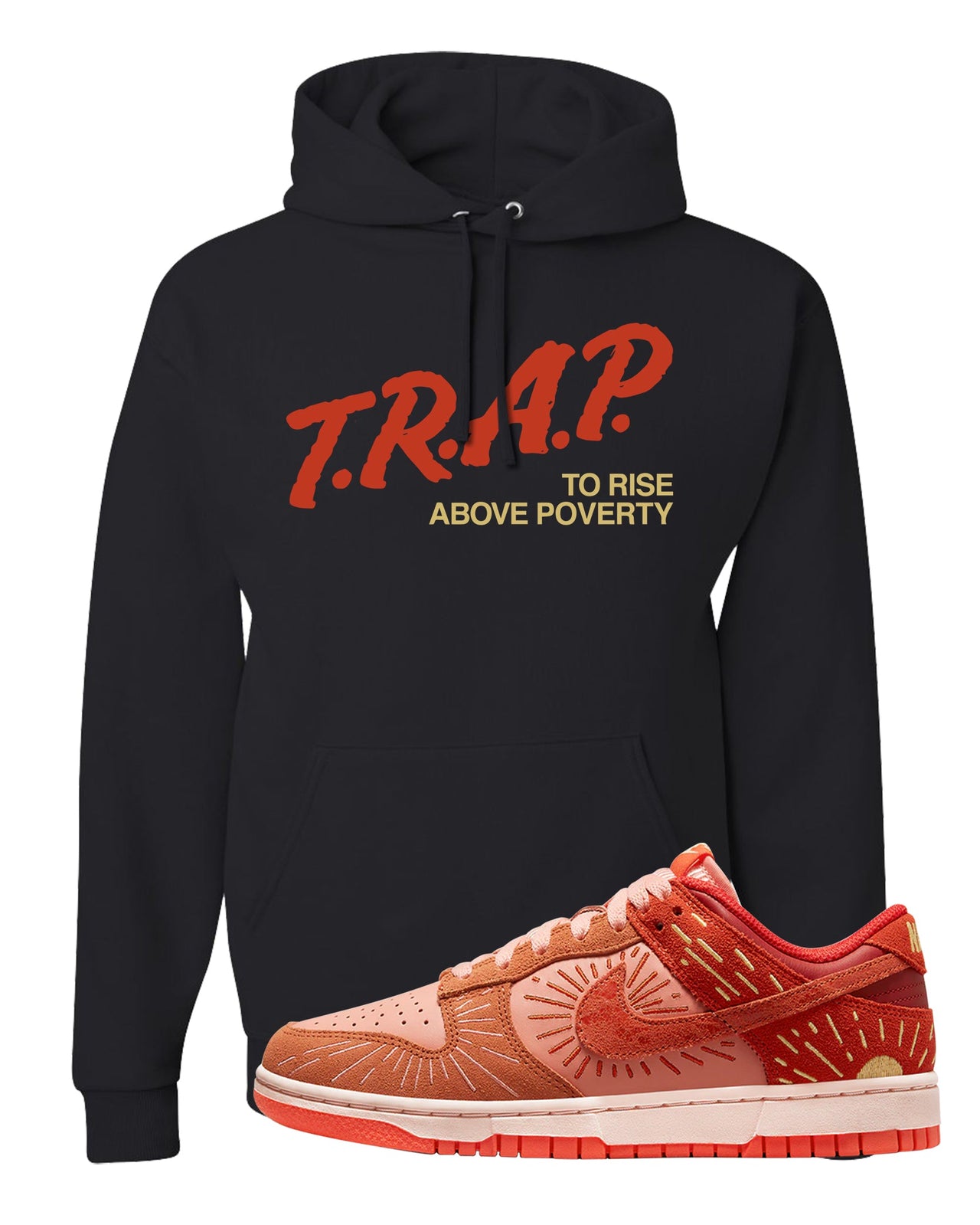 Solstice Low Dunks Hoodie | Trap To Rise Above Poverty, Black
